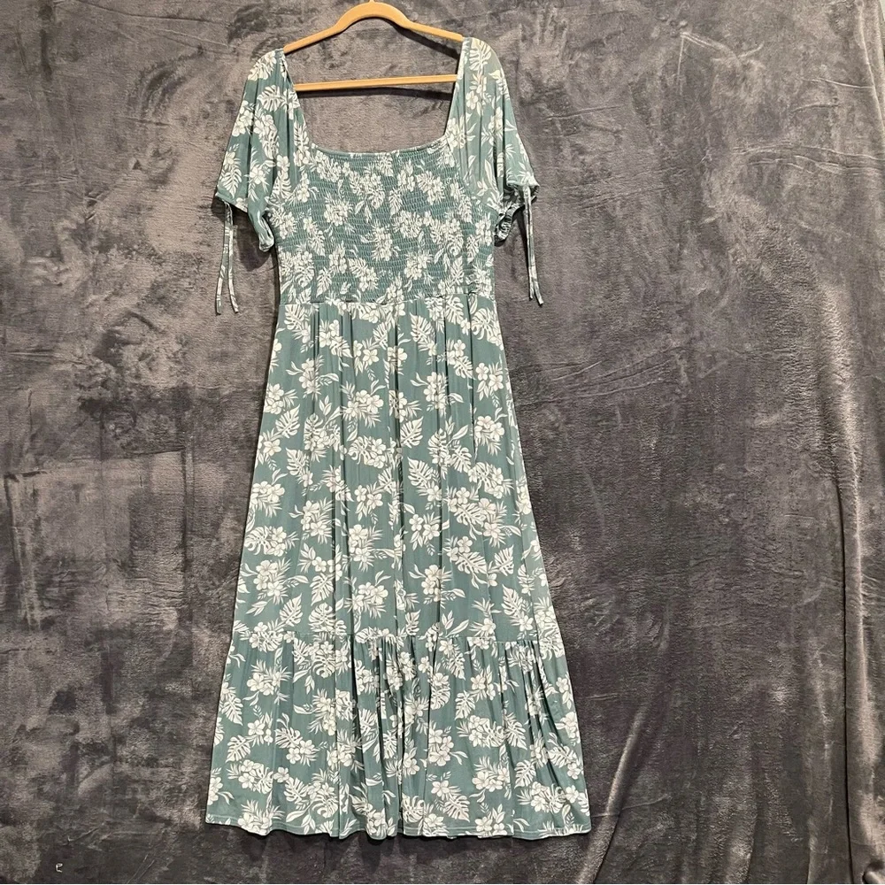 Siren Lily Women Petite XL Maxi Floral Dress Smocked Tiered Lined Boho Resort - Picture 5 of 15